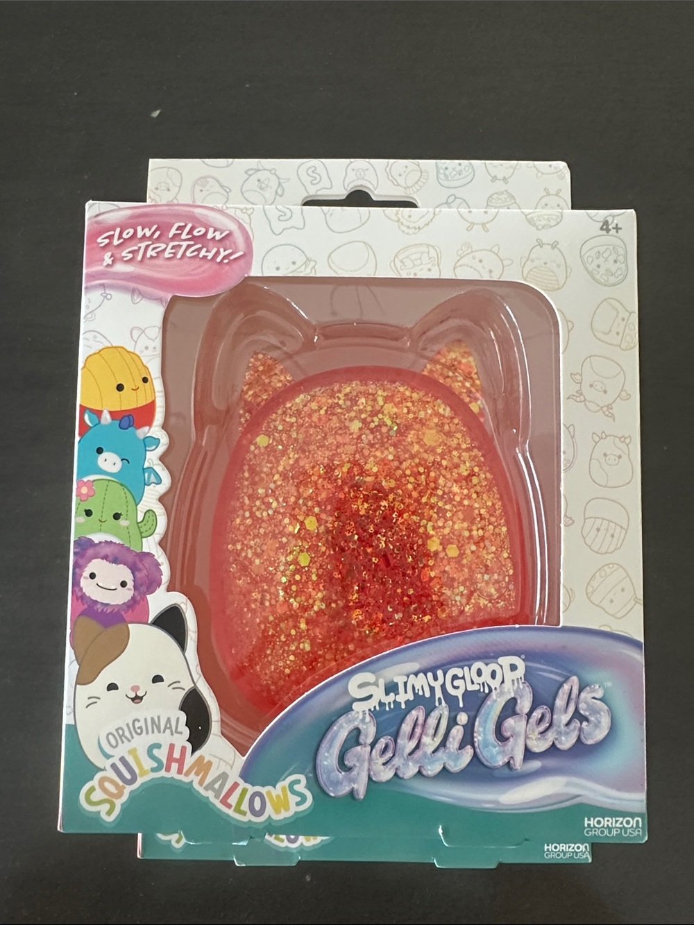 SlimyGloop Gelli Gels Squishmallow Style Toy - Red with Gold Glitter